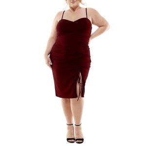 City Studio Womens Sleeveless Knee Length Bodycon Dress Plus 16W 20W Ruched